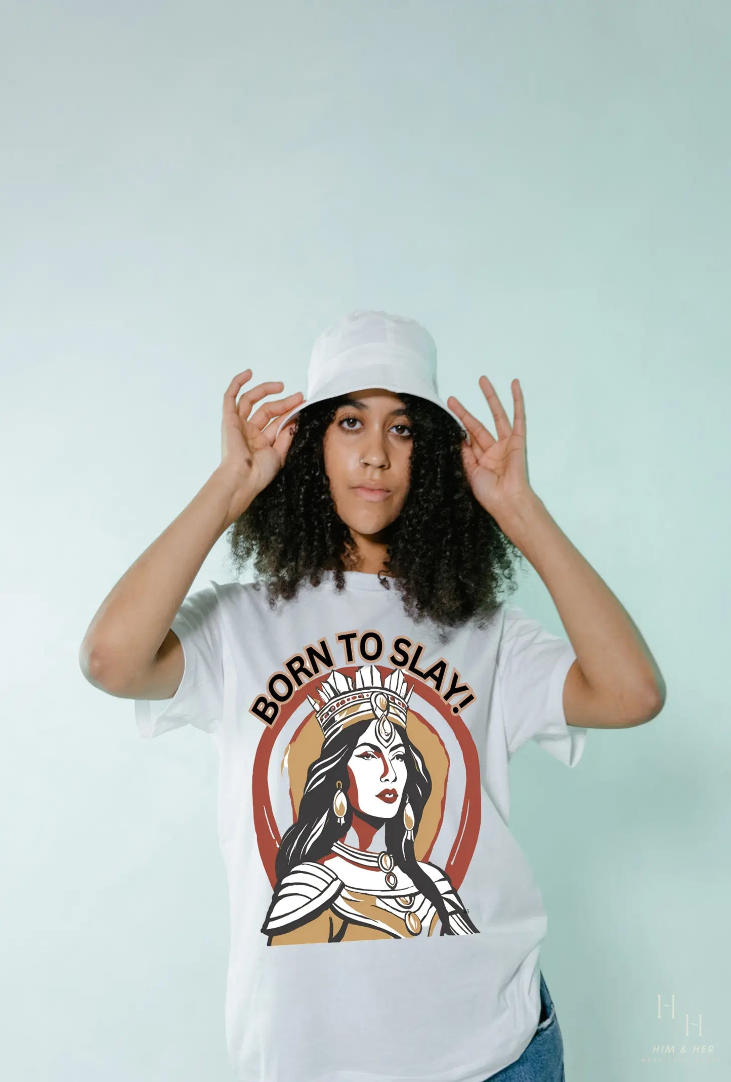 BORN TO SLAY ! EMPRESS OVERSIZED TERRY COTTON  TEE HIM & HER