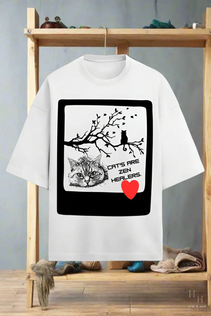 CAT LOVE OVERSIZED  T SHIRT HIM & HER