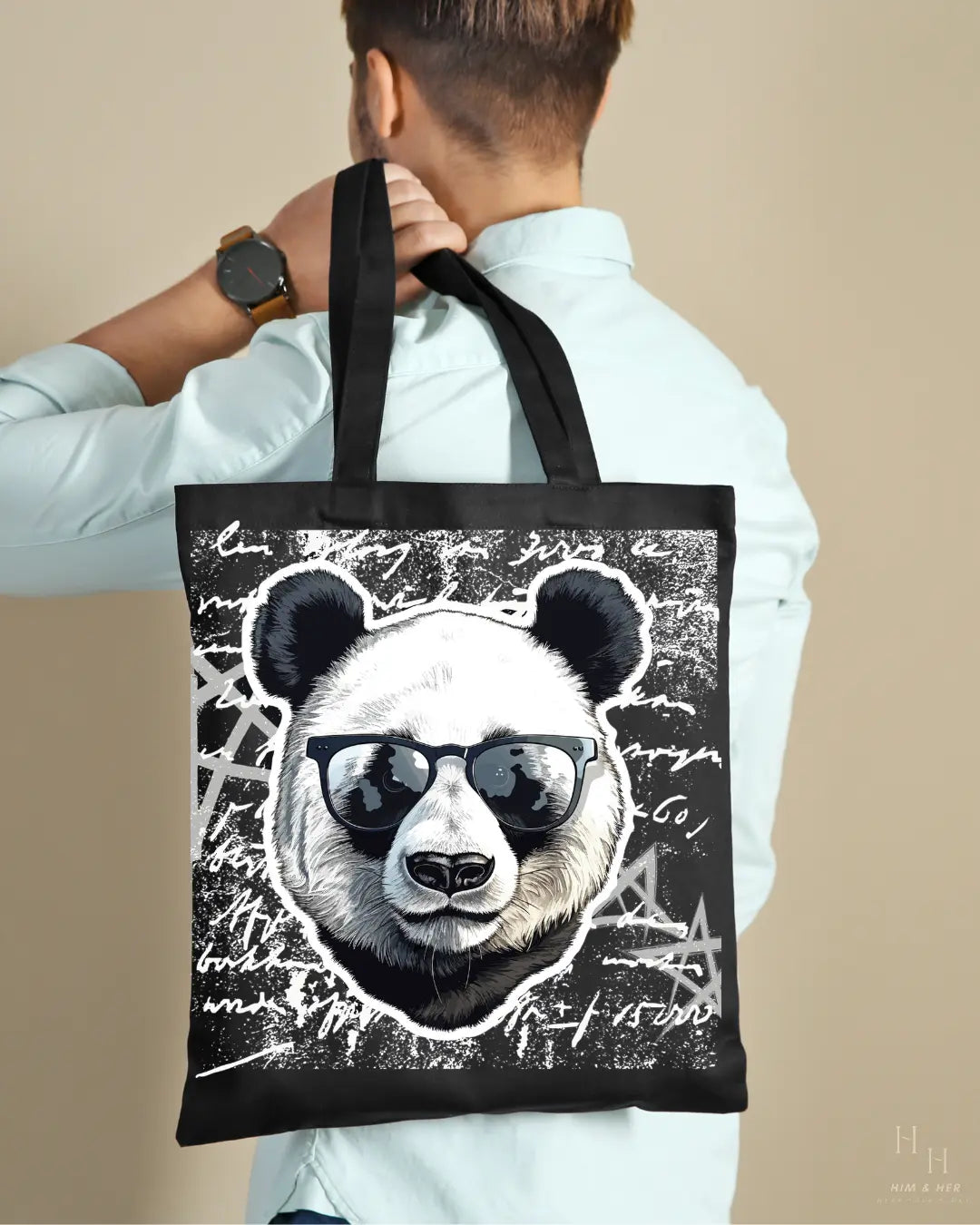 COOL BEAR ZIPPERED TOTE BAG HIM & HER