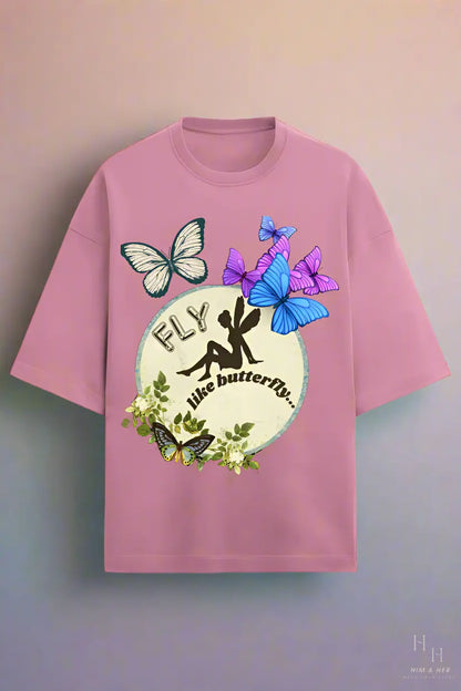 FLY LIKE BUTTERFLY, GLOW IN DARK OVERSIZED T -SHIRT HIM & HER