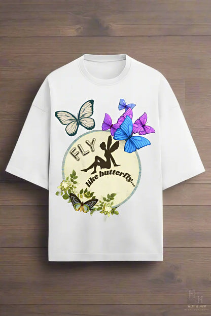 FLY LIKE BUTTERFLY, GLOW IN DARK OVERSIZED T -SHIRT HIM & HER