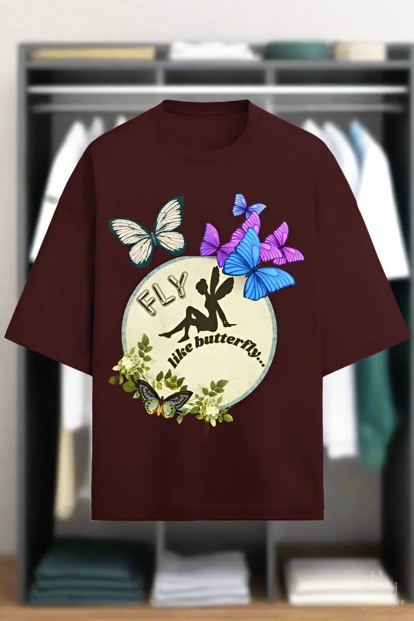 FLY LIKE BUTTERFLY, GLOW IN DARK OVERSIZED T -SHIRT HIM & HER