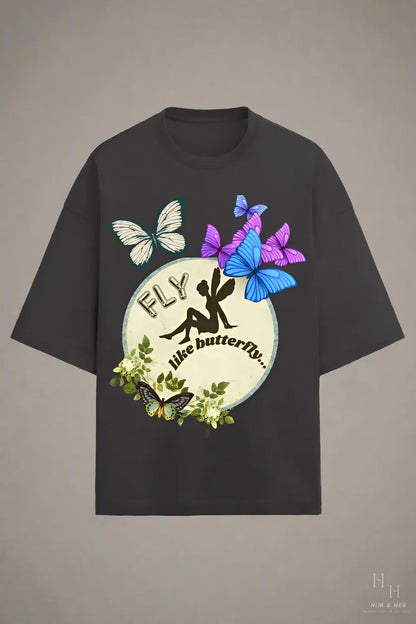 FLY LIKE BUTTERFLY, GLOW IN DARK OVERSIZED T -SHIRT HIM & HER