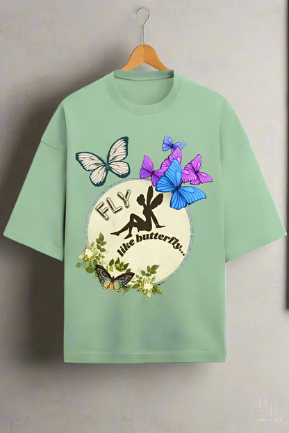 FLY LIKE BUTTERFLY, GLOW IN DARK OVERSIZED T -SHIRT HIM & HER