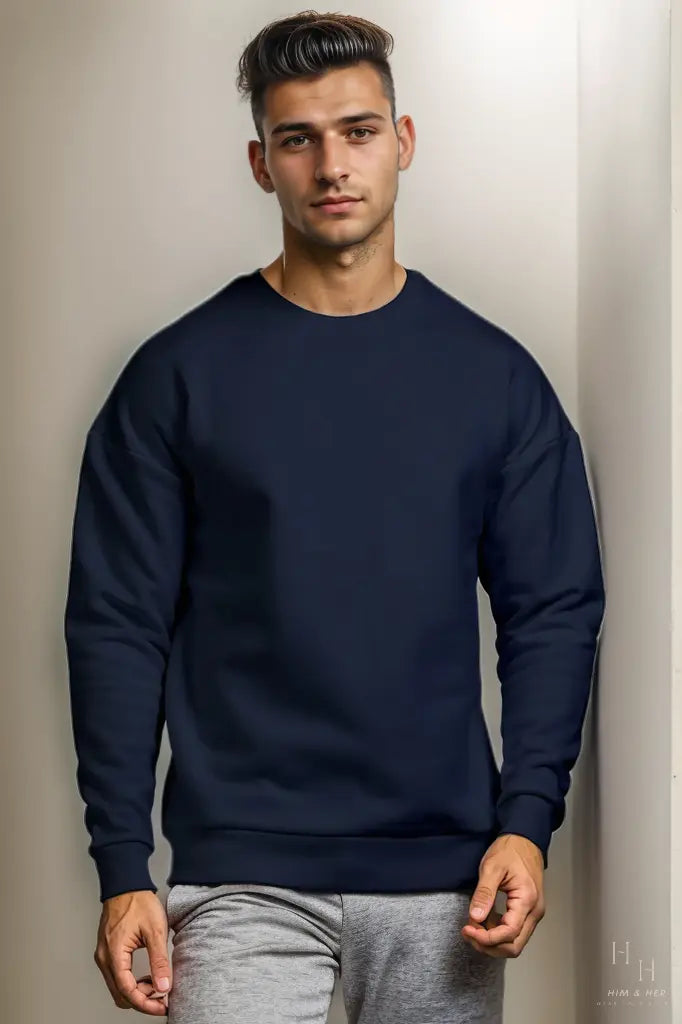 NAVY OVERSIZED SWEAT SHIRT HIMHERUS