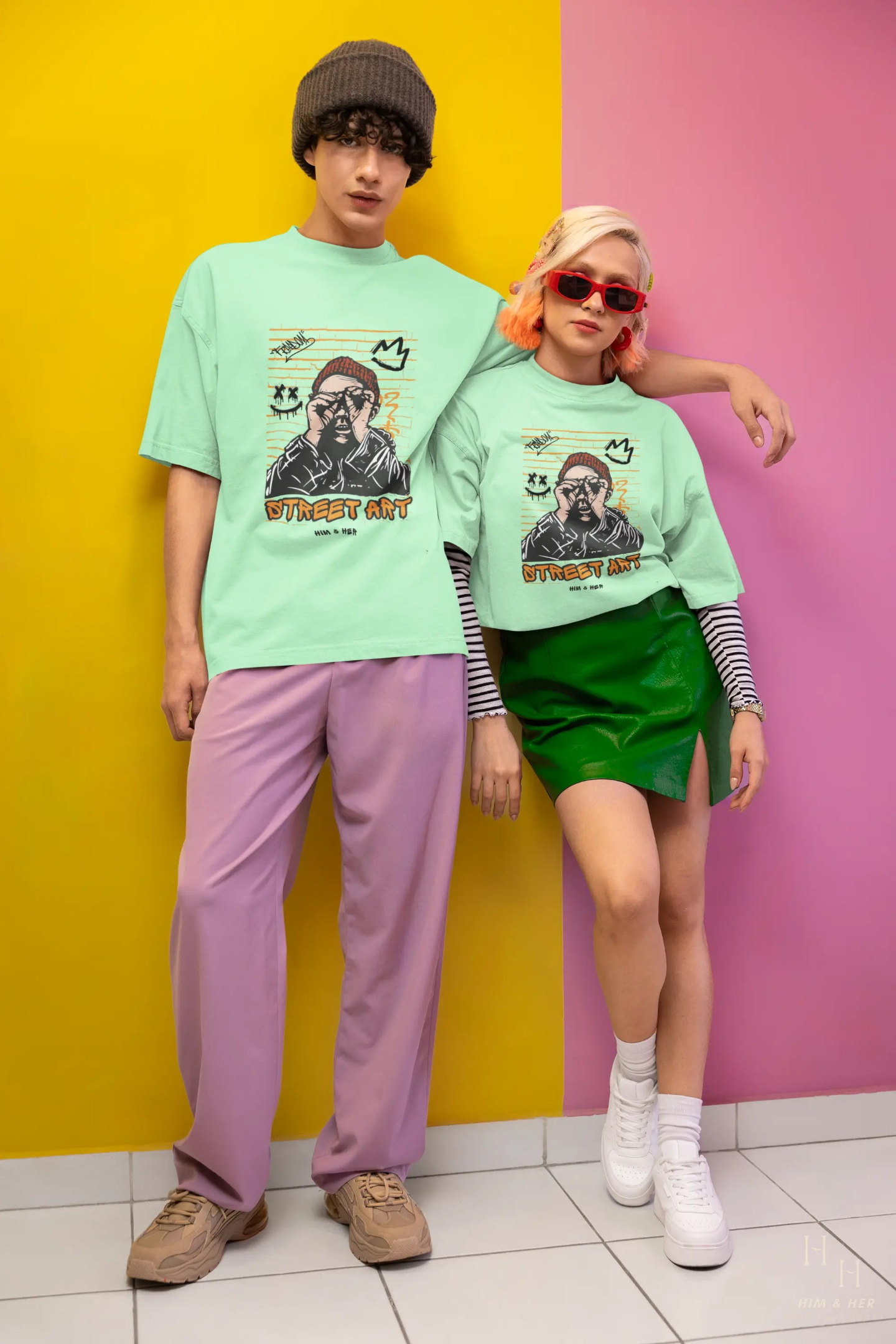 STREET ART- UNISEX OVERSIZED TERRY COTTON TEE HIM & HER