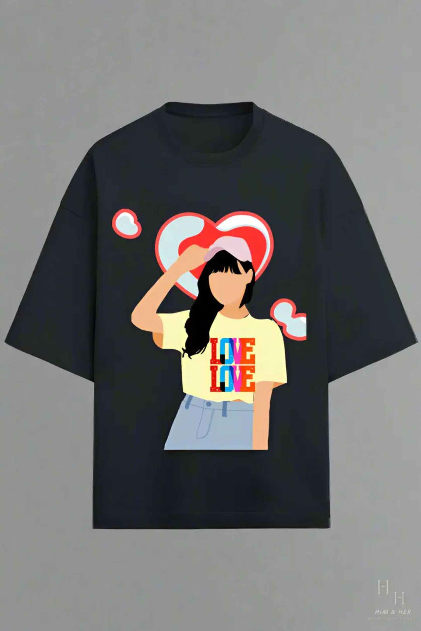 TOM GIRL T SHIRT FRONT & BACK DESIGNED OVERSIZED TEE HIM & HER